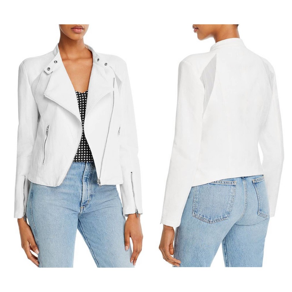 Blank NYC White Mesh Panel Moto Jacket Medium NWT